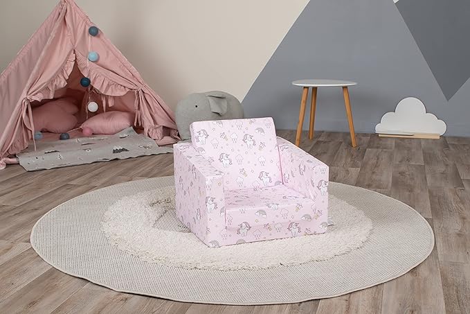 Delsit Kids Couch for Toddlers - 2 in 1 Convertible Foam Armchair to Lounger, Comfy Flip Out Lounge Chair, Sofa for Children, Made in Europe