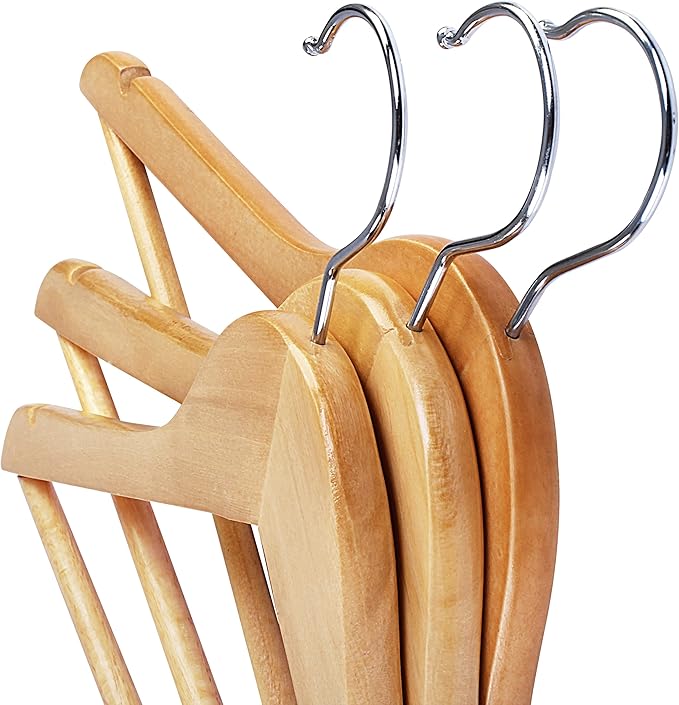 Utopia Home Premium Wooden Hangers 90 Pack - Durable & Slim Coat Hanger - Suit Hanger with 360-Degree Rotatable Hook - Wood Hangers with Shoulder Grooves (Natural Color)