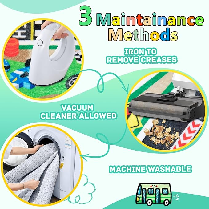 Kids Rug, Race Track Baby Play Mats, Realistic 3D Cascading Surround Route, 4x6 Ft Kids Rug for Playroom, Great for Playing with Cars and Toys, Non-Slip Car Carpet