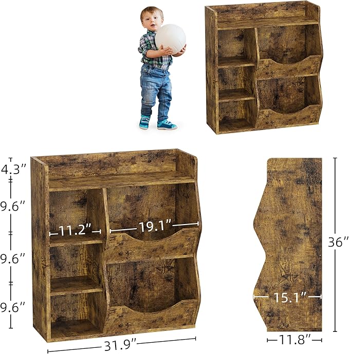 GarveeHome Kids Toy Storage Organizer, Children Bookcase with Storage Cubbies, Toddler Toy Shelf for Playroom, Living Room, Nursery