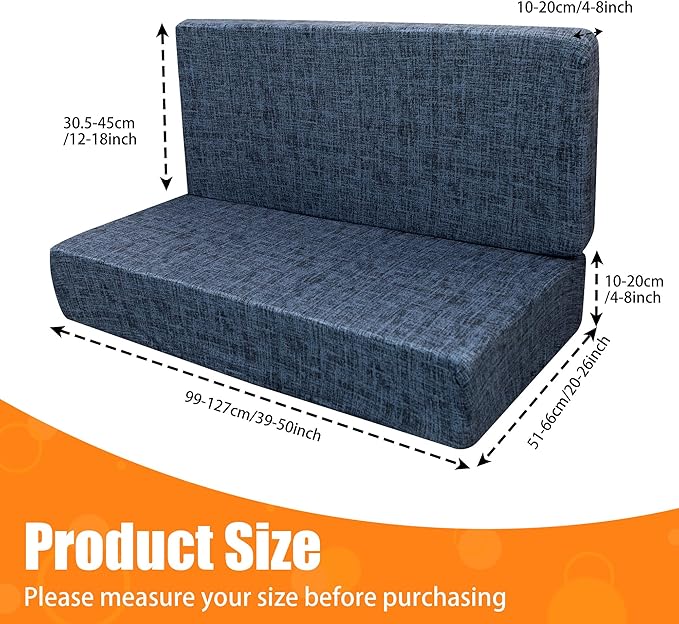 Rv Dinette Cushion Covers,Printing Stretchable Camper Cushion Cover,RV Cushion Slipcover,Rv Couch Cover Replacement for RV Camper Car Bench,2 Backrest Covers and 2 Bench Covers (Grid deep blue)