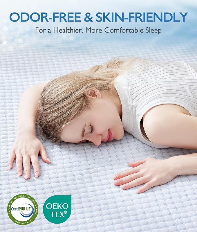 SINWEEK 2 Inch Full Size Cooling Memory Foam Mattress Topper for Pressure Relief, Thick Bed Mattress Pad with Cooling Soft Cover and Adjustable Straps, CertiPUR-US Certified