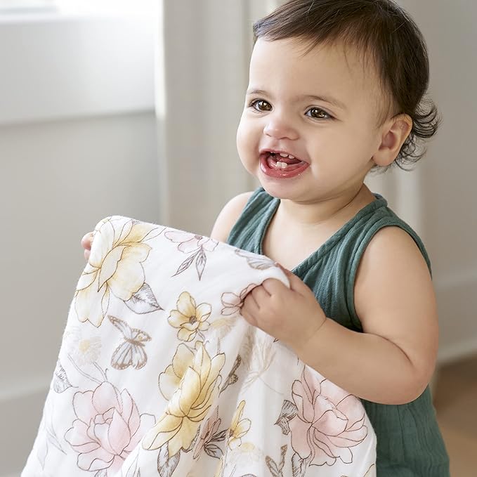 aden + anais 100% Organic Cotton Muslin Baby Blanket Crib Bedding for Newborn Baby and Toddler, Nursery Blanket for Boys and Girls, Baby Registry and Shower Gift - Earthly, Rosewood