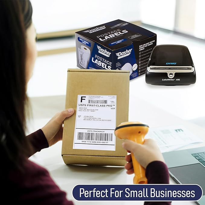 Dasher Products Thermal Shipping Labels Compatible with Dymo LabelWriter 4XL 1744907 4x6 Internet Postage Labels, Water Resistant, Strong Adhesive, Perforated, 220 per Roll, NOT for 5XL (4 Pack)