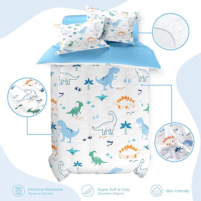 SANDJEST Dinosaur Duvet Cover Sets Full Size for Kids Boys, Incude 1 Polyester Comforter Cover 80x90 Inches and 2 Pillowcases 20x26 Inches, Comforter Not Included, Gift for Christmas Birthday