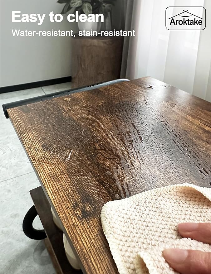 3-Tier Shoe Rack, Z-Frame Wooden Shoe Shelf with Durable Metal Shelves for Hallway, Living Room, Closet, Bedroom (Rustic)