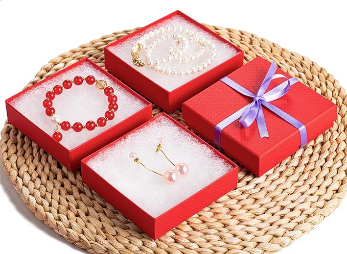 GEFTOL Jewelry Gift Boxes 40 Pack 3.5x3.5x1 Inch Cardboard Jewelry Boxes,Small Gift Boxes for Jewelry Earrings Necklaces Handmade Bangles Bracelets(Red)
