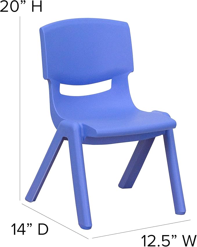 EMMA + OLIVER 2 Pack Blue Plastic Stackable School Chair with 10.5" H Seat, Preschool Chair