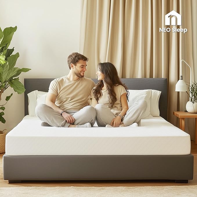 Neo Sleep 10 Inch Queen Cooling Gel Memory Foam Medium Firm Mattress Cool Sleep Pressure Relief CertiPUR-US Certified Foam, Mattress-in-a-Box Kids and Adults No Fiberglass (Queen, 10 in)