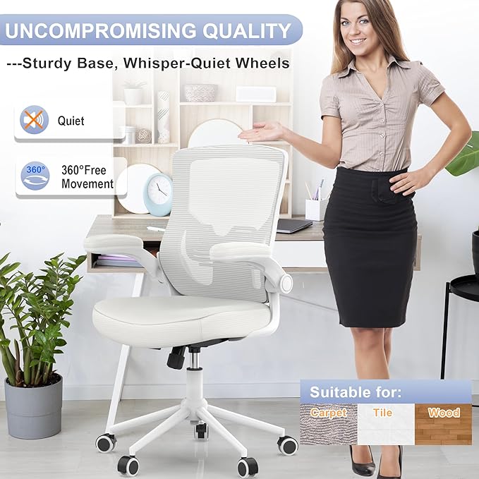 Office Chair, High Back Desk Chair Adjustable Height and Ergonomic Design Home Office Computer Chair Executive Lumbar Support Padded Flip-up Armrest Swivel Task Chair