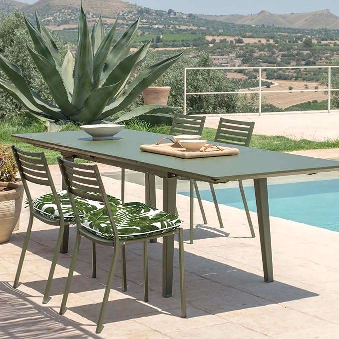 Set of 4 Outdoor Chair Cushions with Ties,Water Repellent Patio Chair Pads 17"x 16" for Outdoor Furniture,Round Corner Seat Cushions for Garden Yard Kitchen Palm Green