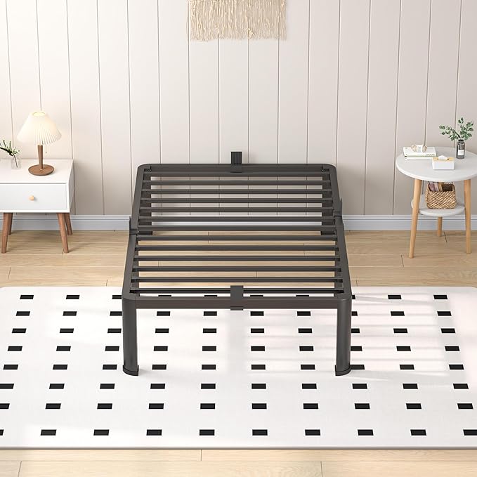 18 Inch Twin XL Heavy Duty 3500 lbs Bed Frame with Round-Corner Legs & Anti-Squeak Design – Quick Assembly Metal Platform, No Box Spring Needed