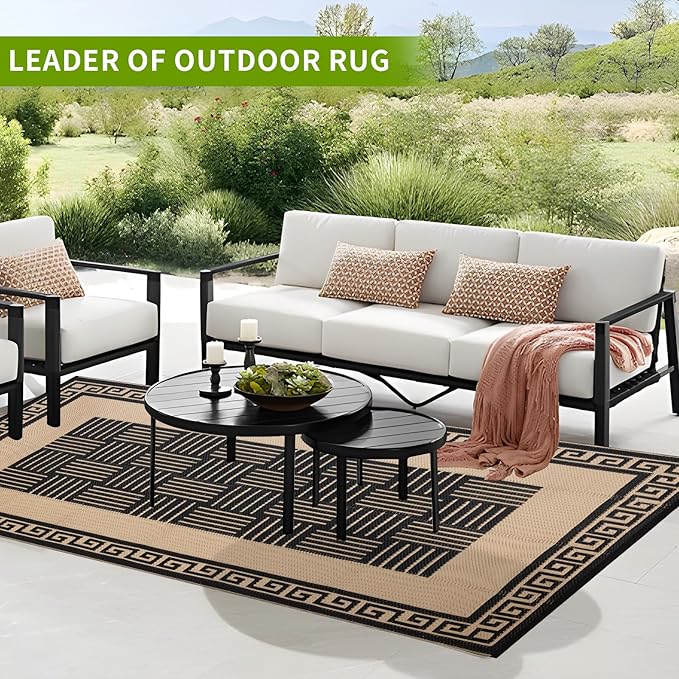 Outdoor Rug 6x9 ft Waterproof, Reversible Outdoor Plastic Straw Rug for Patios Clearance, Outdoor Area Rug Carpet RV Mat for Camping Backyard Deck Porch