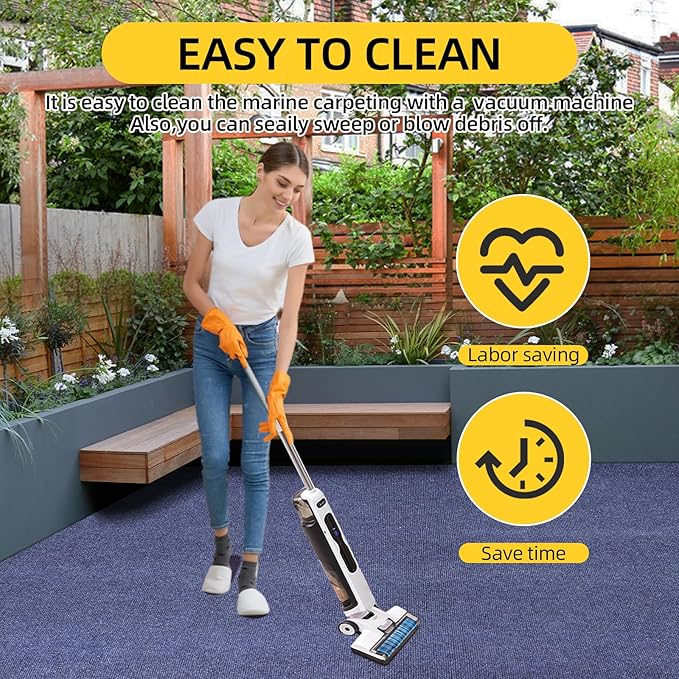 Marine Carpet,5 FT x 10 FT Deep Blue Indoor Outdoor Carpet 0.2" Thick Boat Carpet with Water-Proof TPE Backing, Non-Slide Outdoor Marine Carpet Roll for Home, Patio, Porch, Deck