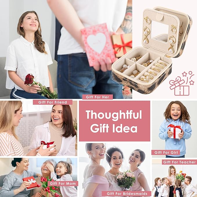 Leopard Print Jewelry Box, Cheetah Travel Jewelry Case for Women Girl, Animal Small Jewelry Organizer, Birthday Graduation Gift