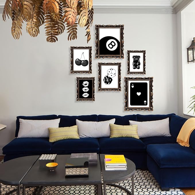 Black and White Poster Chic Wall Decor for Bedroom Decor Home Decor Stylish Black and White Prints for Wall Decor Living Room Decor Modern Black Poster Collection for Boho Bedroom Decor Aesthetic 6 Pcs (Unframed)