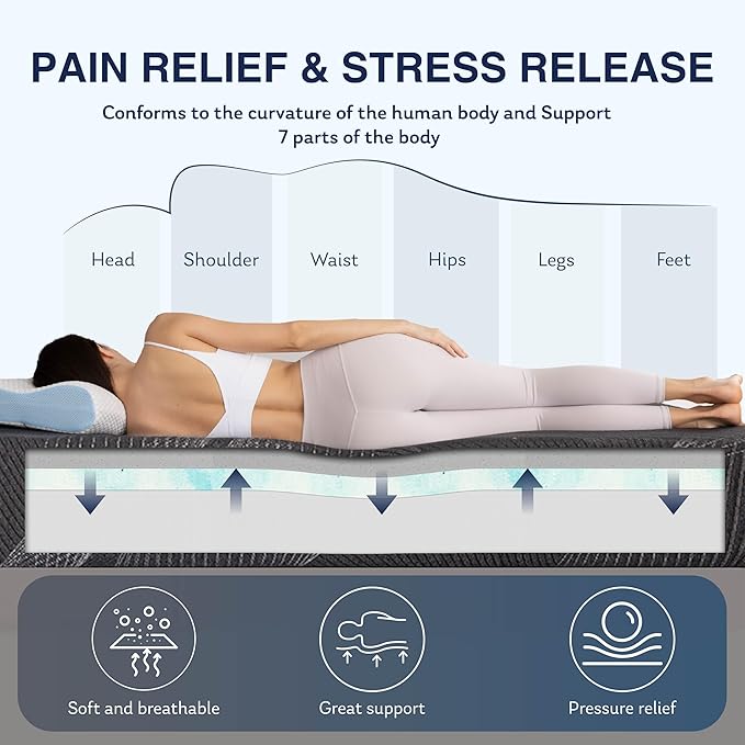 CH CHARME HOUSE 8 Inch Full Mattress, Bamboo-Charcoal Memory Foam Mattress, Cooling & Pressure Relief, Bed in a Box, Foam Made in USA & CertiPUR-US Certified, 54'x75'x8', Black