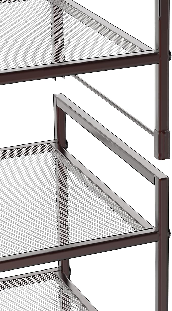 SIMPLE HOUSEWARE 3-Tier Stackable Mesh Shoe Rack, Bronze