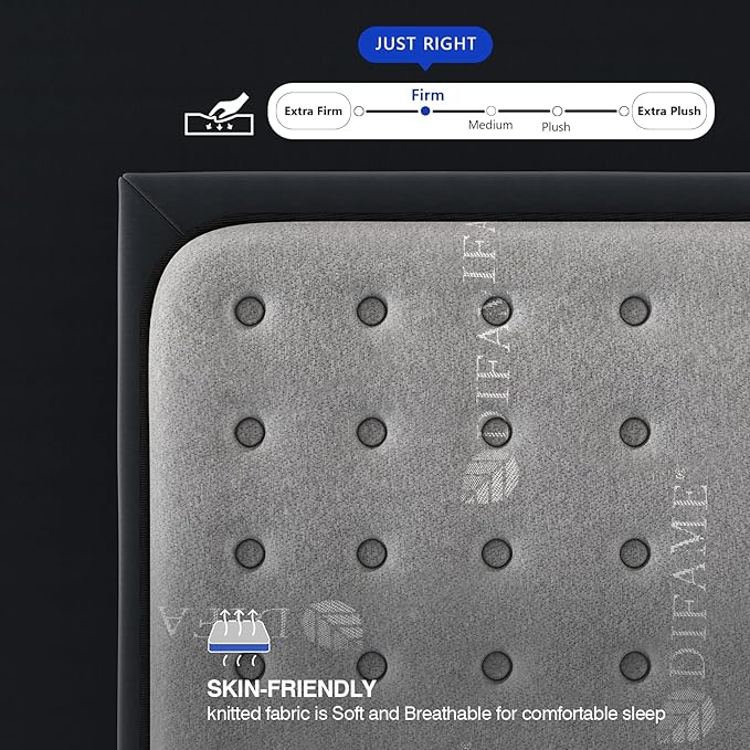 DIFAME King Size Mattress, 14 Inch Firm Hybrid King Mattress in a Box with Gel Memory Foam, Pressure & Back Pain Relief, Individually Pocket Spring, Edge Support, 100-Night Trial, CertiPUR-US