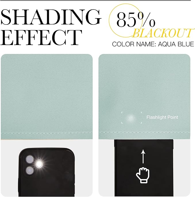 NICETOWN Aqua Blue Blackout Curtains 96" Long for Office, Dining Room, Guest Room, Sound Reducing Heat and Cold Block Curtain Panels for Modern Room Decorative (55" Wide by 96" Long, 2 Pieces)