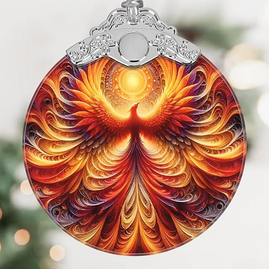 Phoenix Stained Glass Hanging Ornament - Christmas Tree Decoration Idea
