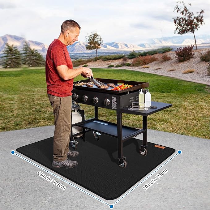 48"×30" Under Grill Mat for Outdoor Grill,Double-Side Fireproof & Heat-Resistant Outdoor Grill Mat,Protective Mat for Patio,Courtyard,Tabletop