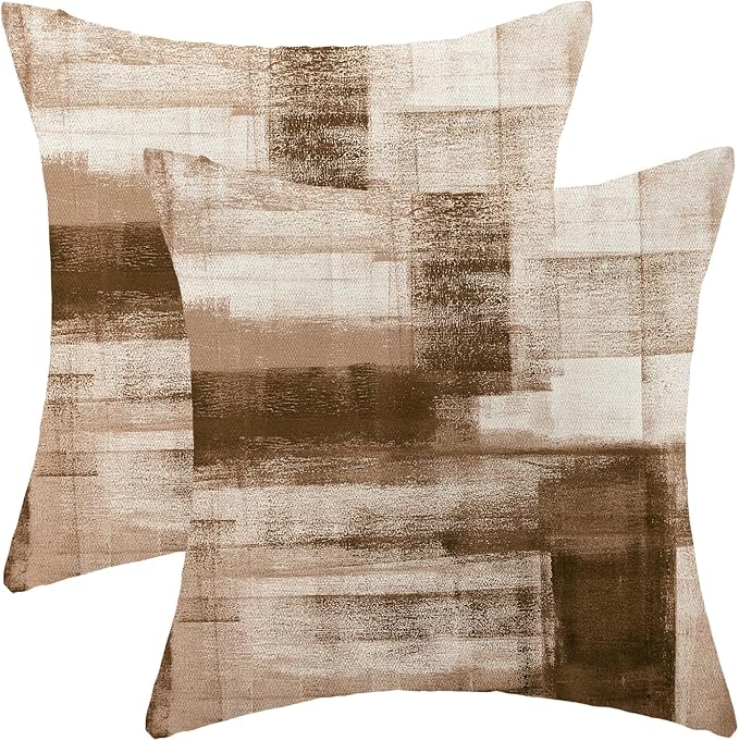 Boho Pillow Covers 18x18 Pack of 2 Brown Art Painting Decorative Throw Pillow Covers Outdoor Decor Bohemian Abstract Modern Decor Pillowcase Farmhouse Cushion Case for Home Sofa Couch