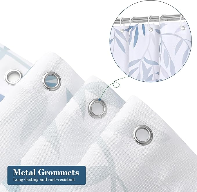 MitoVilla Navy Blue Eucalyptus Shower Curtain, Plant Leaves Vintage Fabric Shower Curtains for Rustic Bathroom Decor, Chic Modern Botanical Shower Curtain, 72x72