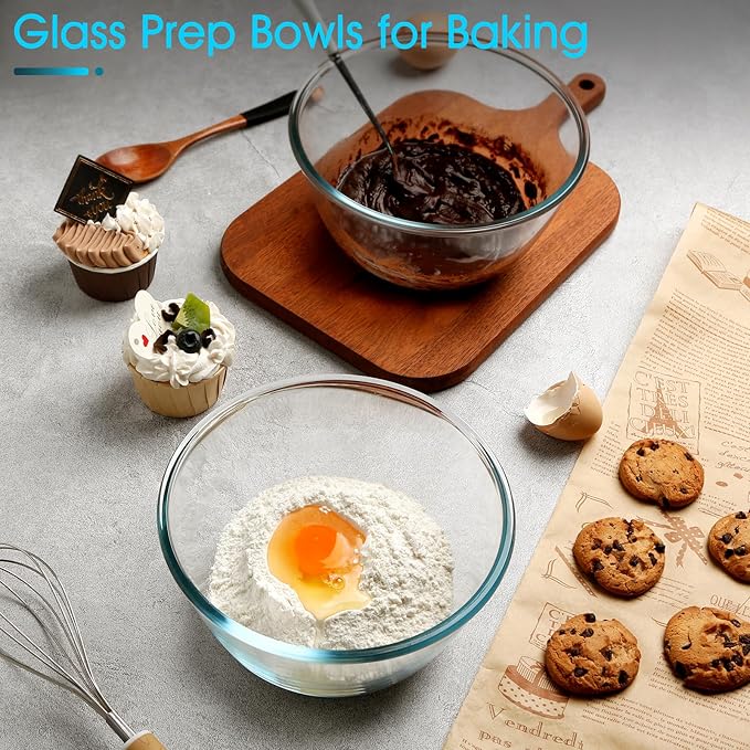 NUTRIUPS Glass Bowls Set Cereal Bowl Glass Salad Bowls Small Bowl for Kitchen (50oz-set of 2)