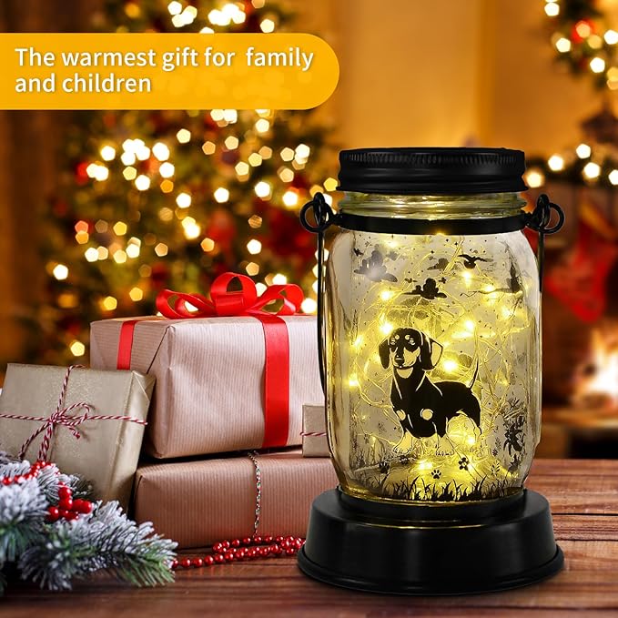 styleonme Decor Mobile Outdoor, Solar Waterproof Dachshund Lights, Gifts for Mom Women Grandma, Dog Lovers Gifts, Hanging Dachshund Lanterns with Stake for Yard Corridor Garden Decor
