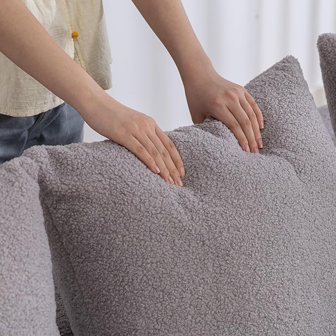 KEIKI L-Shape Cloud Sectional Sofa, 96” Modern Modular Boneless Couch with Left Chaise Lounge, Upholstered Couches for Living Room Bedroom, Light Grey