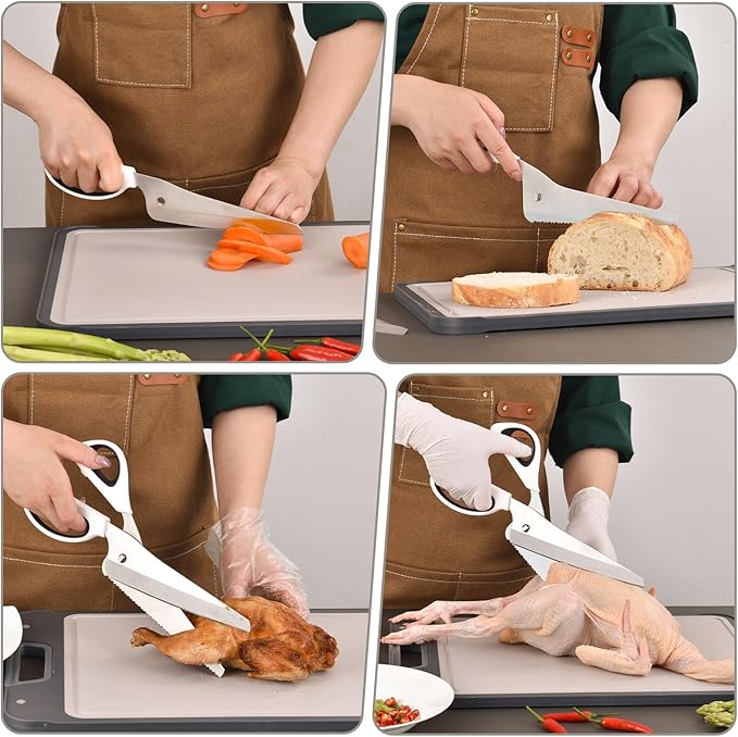 Professional Kitchen Scissors for Food,Poultry Shears Heavy Duty with Serrated Edge,Detachable Meat Cutting Scissor for Chicken Bone And Turkey,Bread serrated knife Whit 1Pcs