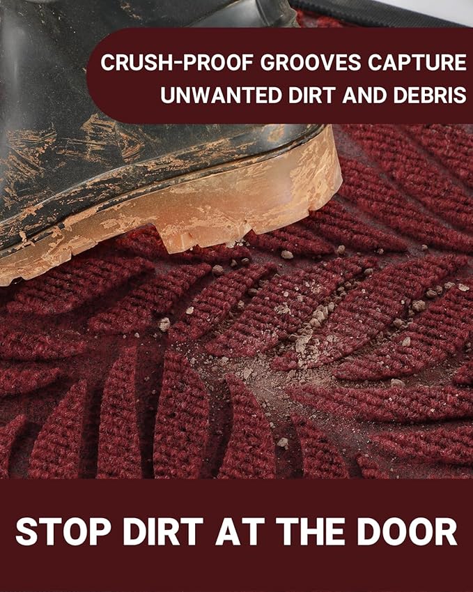 Yimobra Front Door Mat Outdoor Indoor, 36x24 All-Season Waterproof Welcome Mat, All-Weather Outside Entrance Mat, Non-Slip Patio Porch Doormat, Low Profile, Fade Resistant, Red