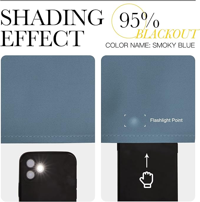 NICETOWN Smoky Blue Blackout Curtains 90 inches Length for Living Room, 2 Panels, 42" Wide, Thermal Insulated Long Drapes for Large Window