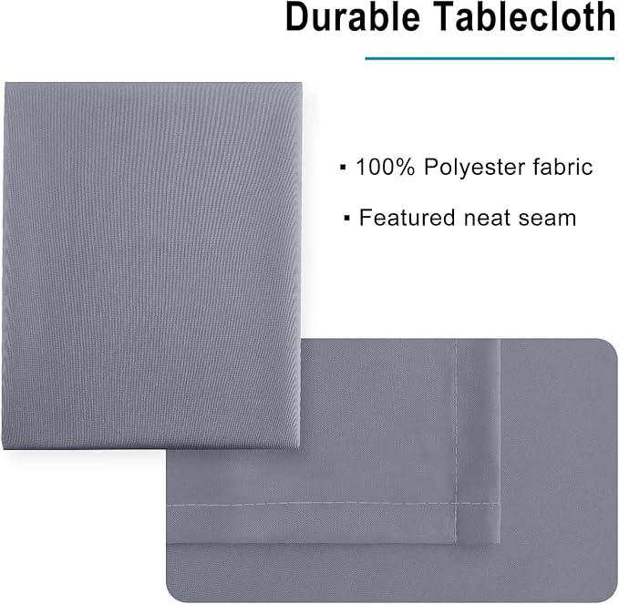 Hiasan Light Gray Rectangle Tablecloth - Waterproof Spillproof and Wrinkle Resistant Washable Polyester Table Cloth for Dining Party, 70 x 120 inch