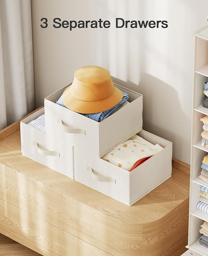 Pipishell Hanging Closet Organizer 6-Shelf, Hanging Shelves for Closet with 3 Removable Drawers & Side Pockets, Hanging Shelf Organizer for Bedroom or Garment Rack, 12'' x 12'' x 43.3'', White