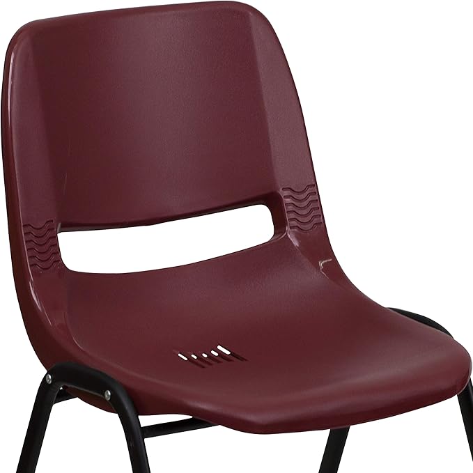 EMMA + OLIVER Burgundy Ergonomic Shell Student Stack Chair - Classroom/Guest Chair