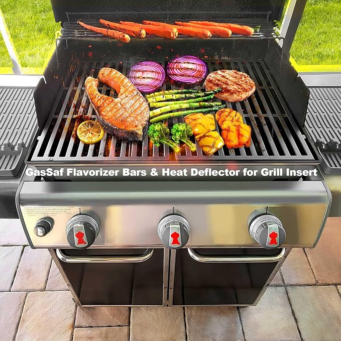 GasSaf Grill Flavorizer Bars 17.5 for Weber Genesis 300 Replacement Parts, 304 Stainless Steel Flavor Bars 7620 7621, Built Parts for Weber Genesis 300 310 320 330 Gas Grills (Front-Knob 2011-2016)