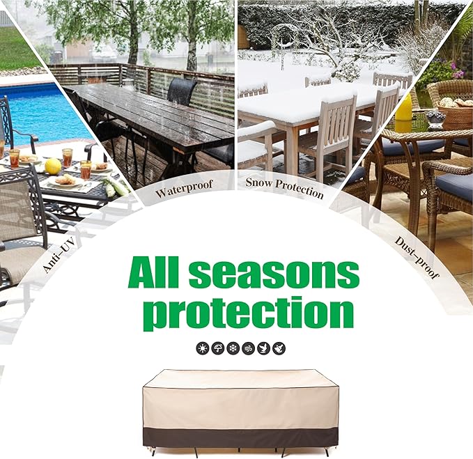 F&J Outdoors Patio Furniture Cover, Waterproof UV Resistant for Table & Chairs Set, 90"Wx60"Dx27.5"H