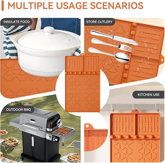 Silicone Griddle Tools Mat for Ninja FlexFlame, Heat Resistant Grill Mat for Outdoor Grill, BBQ Accessories Grill Mats for Ninja Grill