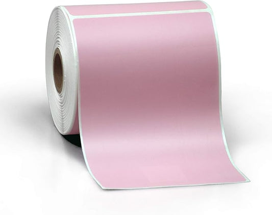 4" X 6" Direct Thermal Perforated Stickers Labels for Shipping Labels, Inventory, and Color Coding - Compatible with Zebra, Rollo, Godex and More (Pink, 1 Roll)