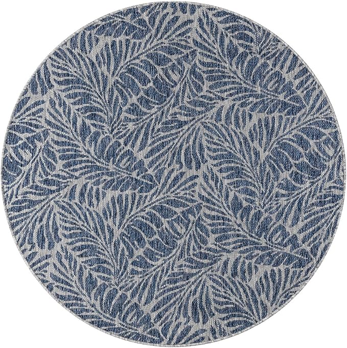 Keen Home Design Terrace Outdoor Round Rug - 5ft Round Washable Indoor/Outdoor Rug for Patio, Kitchen, Balcony, Beach, Garden, Deck and Porch, Size: 5'3" Round