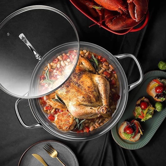 Stainless Steel Stock pot-10 Quart pot-Stockpots with Lid -Soup Pot-Induction Pot-Cookware-Cooking Pot-crock pot