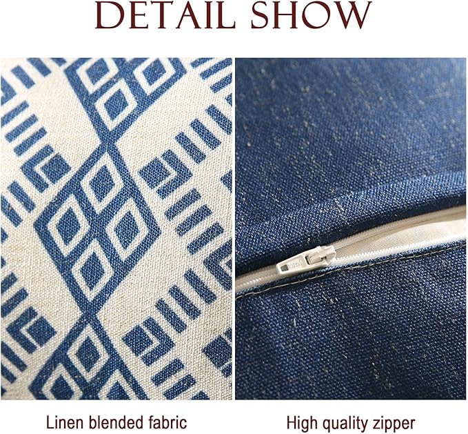 Porcelain Throw Pillow Covers Set of 4,Classic Chinoiserie Blue and White with Floral and Birds Pattern Linen Throw Pillowcases,Decorative Lumbar Square Cushion Covers for Couch Bed Car