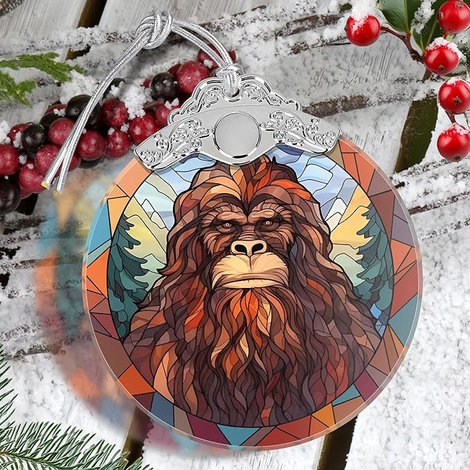 Mythology Sasquatch Christmas Ornament - Stained Glass Hanging Ornament, Holiday Decoration, Gift Idea