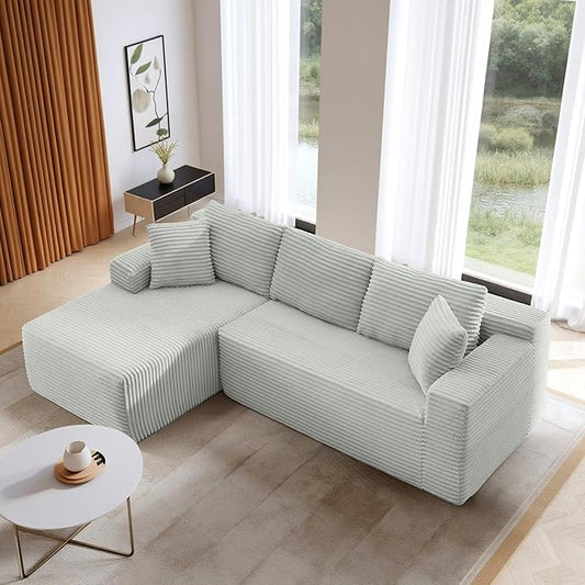 104''Sectional Cloud Couch with L Shaped Chaise,Modern Modular Sectional Sofa,Boneless Couch with Deep Seat,Comfy Couches for Living Room (Light Grey, Left Facing Chaise)