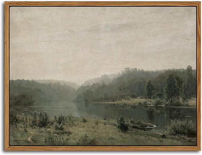 Floating Framed Canvas Wall Art, Vintage Wild Field Oil Painting Pictures Prints, Modern Farmhouse Natural landscape Wall Decor for Living Room Bedroom Dining Room Office Decor 8x10 inch