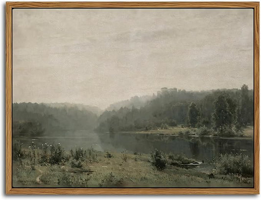 Floating Framed Canvas Wall Art, Vintage Wild Field Oil Painting Pictures Prints, Modern Farmhouse Natural landscape Wall Decor for Living Room Bedroom Dining Room Office Decor 12x16 inch