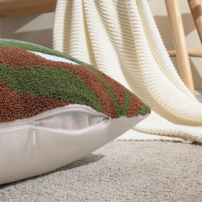 Merrycolor Boho Abstract Pillow Covers 18x18 Tufted Mid Century Modern Throw Pillows Textured Aesthetic Pillow Cases Bohemian Boho Pillows Decorative Throw Pillows Cover for Bed Couch Sofa