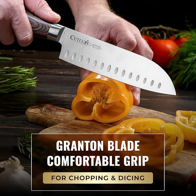 Cutluxe 5-Piece Chef Knife Set – Ultra Sharp Japanese Kitchen Knives, High Carbon Stainless Steel Blades, Full Tang Pakkawood Handles – Shinobi Series